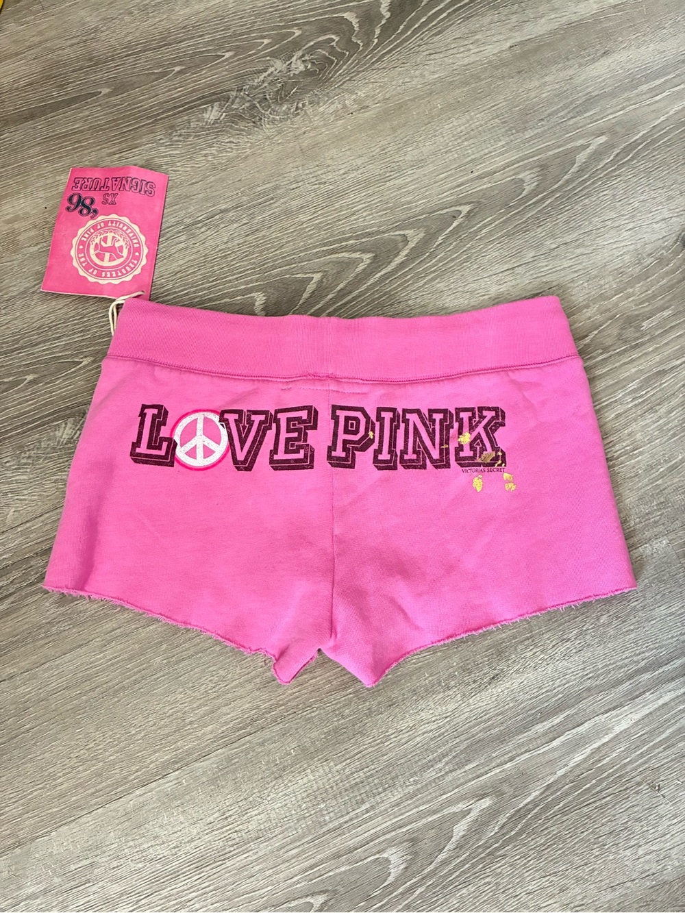 PINK Victoria's Secret Hot Pink 'Love Pink' Logo Shorts vintage